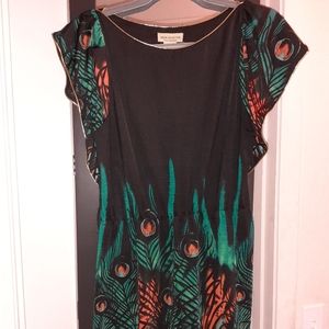 Moon Collection Peacock Feather Print Dress